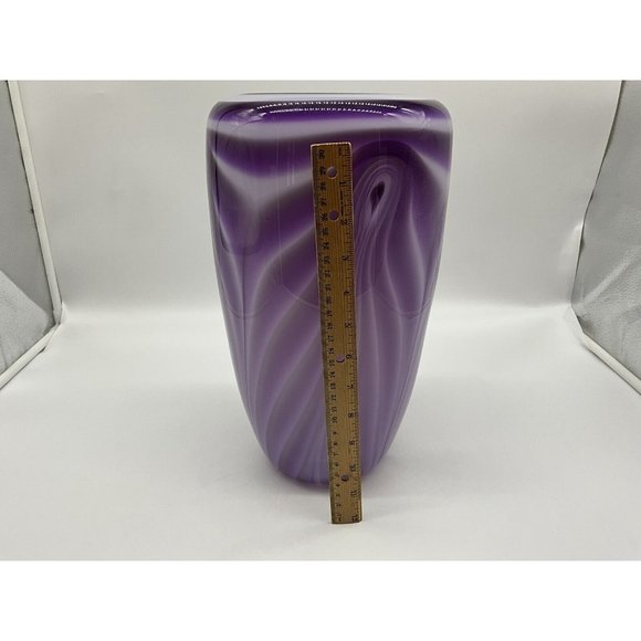 Dehanna Jones Seattle Art Glass Artist Purple Vase - Mid Century Linear Design - Picture 12 of 14